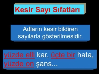 Kesir Sayı Sıfatı Kullanımı ve Örnekleri